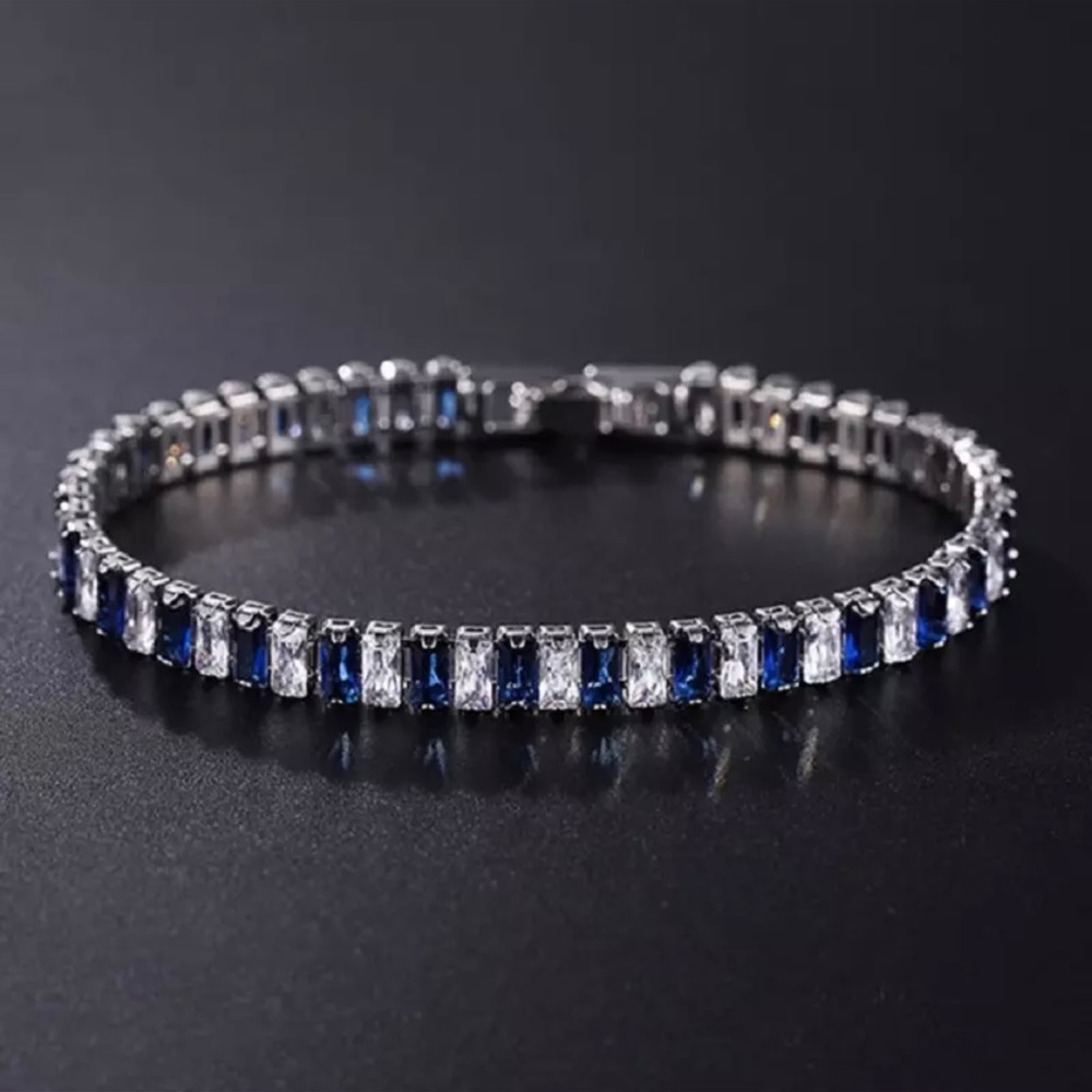 Cubic zirconia tennis bracelet women bracelet blue fashion Valentine’s  Present